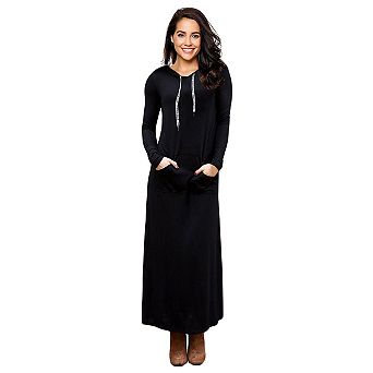 Women's Long Sleeve Pullover Pocket Slim Sweatshirt Casual Hoodie Dress