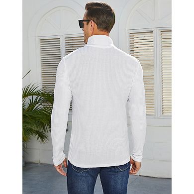 Men's Quarter Zip Long Sleeves Pullover Casual Slim Fit Knit Sweater