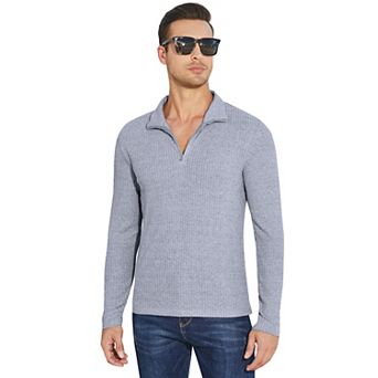Men's Quarter Zip Long Sleeves Pullover Casual Slim Fit Knit Sweater