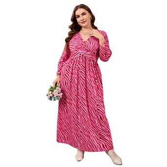 Womens Plus Size Casual Maxi Dresses Wrap V Neck with Belt Tiered Flowy Long Dresses
