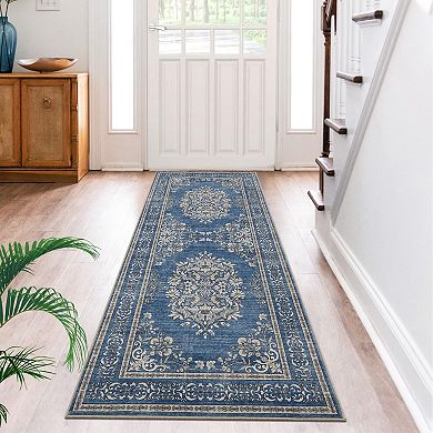 Area Rug for Living Room,Traditional Vintage Floral Rug,Soft Low Pile Boho Carpet