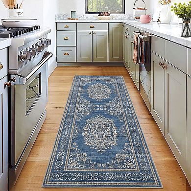 Area Rug for Living Room,Traditional Vintage Floral Rug,Soft Low Pile Boho Carpet