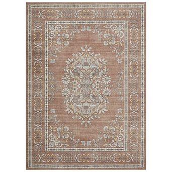 Area Rug for Living Room,Traditional Vintage Floral Rug,Soft Low Pile Boho Carpet