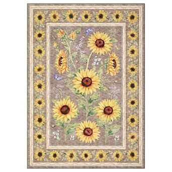 Sunflower Floral Flowers Rug Non-Slip Home Floor Print Carpet for Kitchen Entryway Bathroom Doorway