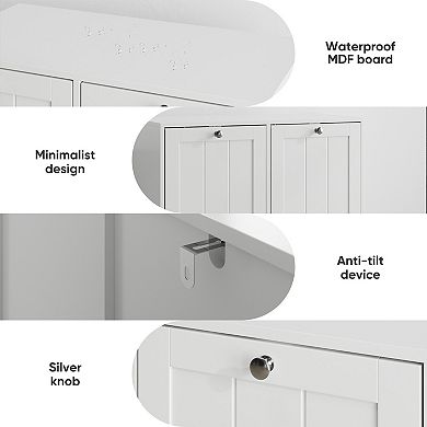 White Tilted Laundry Hamper with Removable Fabric Baskets