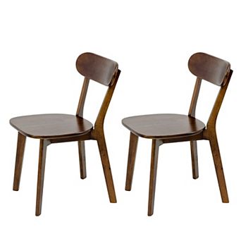 Mid-Century Modern Walnut Dining Chairs Set of 2, Brown
