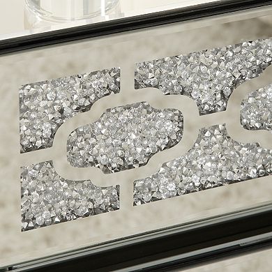 MIDOLA Silver 24-in. Mirrored 3-Drawer Nightstand with Crushed Diamond Accents