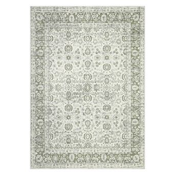 Rugs for Living Room Floral Rug, Low Pile Vintage Boho Rug, Non Slip Rugs for Bedroom Dining Room