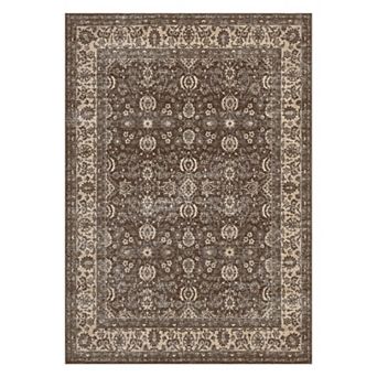 Rugs for Living Room Floral Rug, Low Pile Vintage Boho Rug, Non Slip Rugs for Bedroom Dining Room