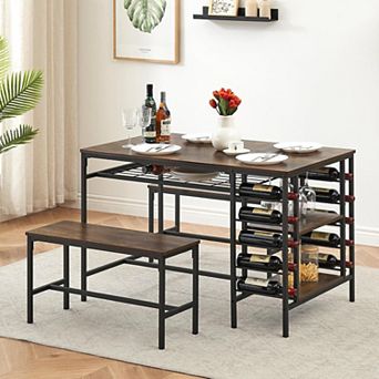 Dining Table Set for 4, Kitchen Table Set for 4 with 2 Benches