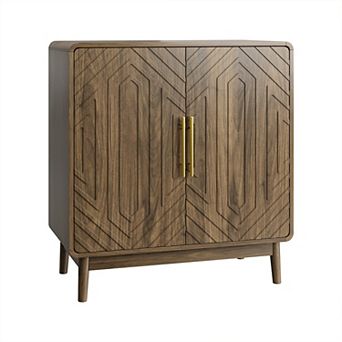 Modern Sideboard Buffet Cabinet with Carved 2 Doors and Adjustable Layer Board for Living Room