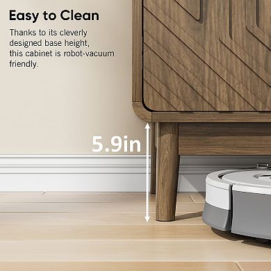 Modern Sideboard Buffet Cabinet with Carved 2 Doors and Adjustable Layer Board for Living Room