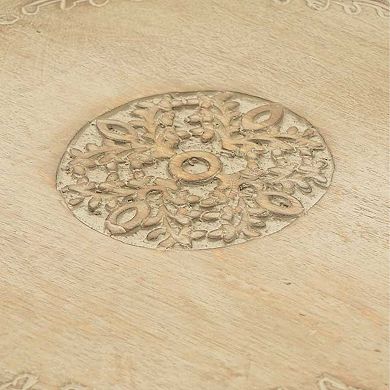 Round Mango Wood Serving Tray - 18" Rustic Brown