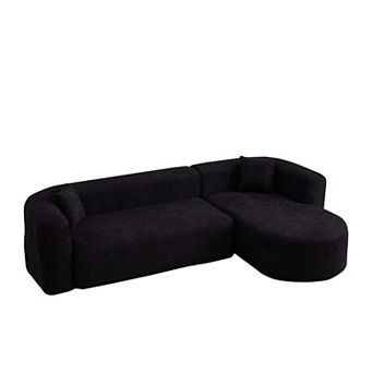 109.4" Modular Cloud Sofa Modern L-Shaped Curved Back Couch with 2 Pillows, Right Chaise