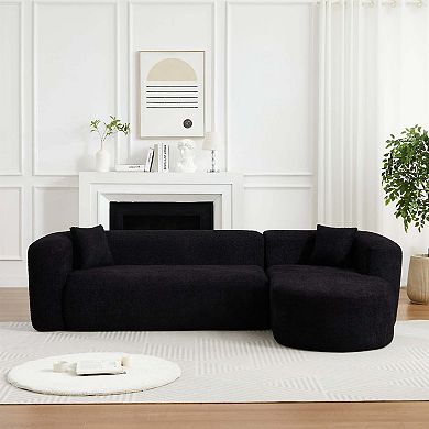109.4" Modular Cloud Sofa Modern L-Shaped Curved Back Couch with 2 Pillows, Right Chaise