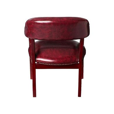 Burgundy Vinyl Captain Arm Chair