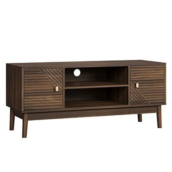 Mid-Century Modern 43.31 Inch TV Stand for 32-45 Inch TV, Walnut