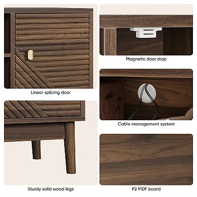 Mid-Century Modern 43.31 Inch TV Stand for 32-45 Inch TV, Walnut