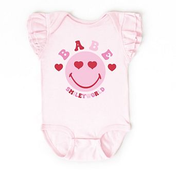 The Juniper Shop SmileyWorld Babe Smile Flutter Sleeve Bodysuit