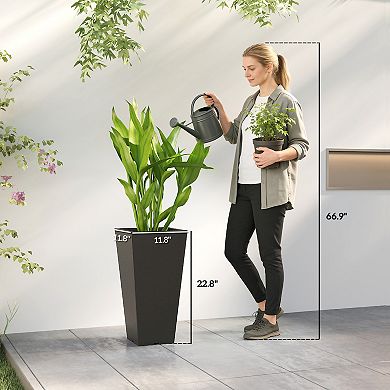 Outsunny 23" Tall Planters, Set of 2 Tapered Outdoor Planters,