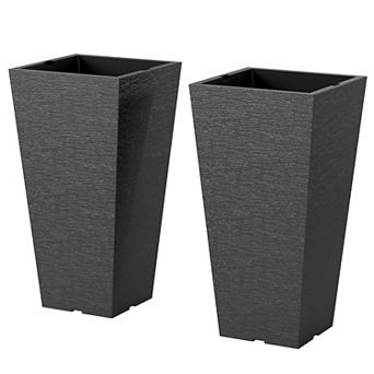 Outsunny 23inch Tall Planters, Set of 2 Tapered Outdoor Planters