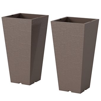 Outsunny 23inch Tall Planters, Set of 2 Tapered Outdoor Planters