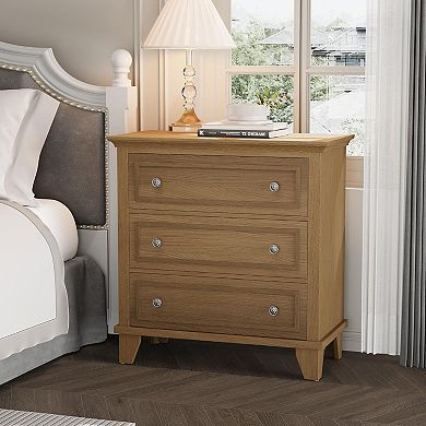 Modern 3-Drawer Wood Chest of Drawers - Rustic Style Nightstand, Space-Saving Storage Cabinet