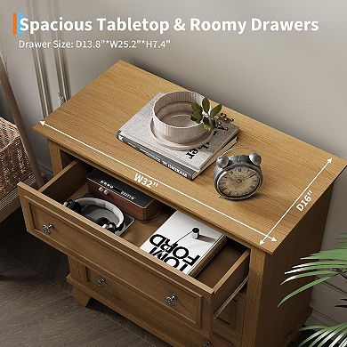 Modern 3-Drawer Wood Chest of Drawers - Rustic Style Nightstand, Space-Saving Storage Cabinet