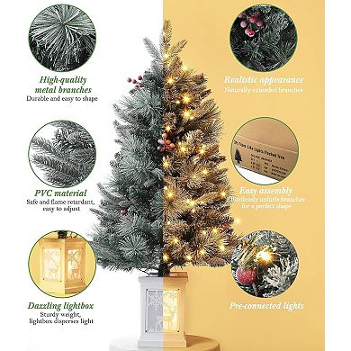 Small Christmas Tree, 3FT Artificial Christmas Trees with Reindeer Light Box for Holiday Decor
