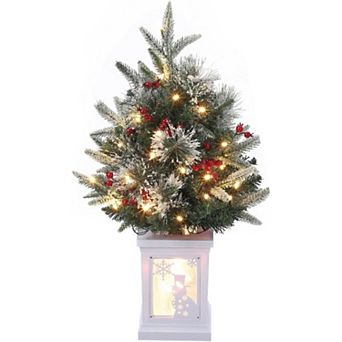 Small Christmas Tree, 3FT Artificial Christmas Trees with Snowman Light Box for Holiday Decor
