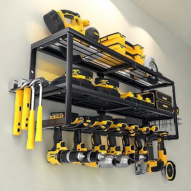Heavy Duty Wall Mounted Power Tool Organizer & Drill Holder Rack