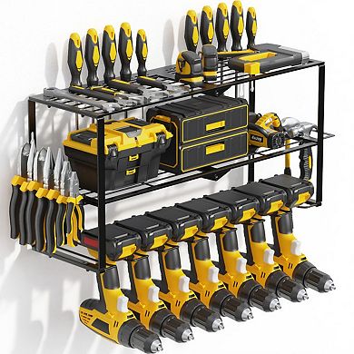 Heavy Duty Wall Mounted Power Tool Organizer & Drill Holder Rack