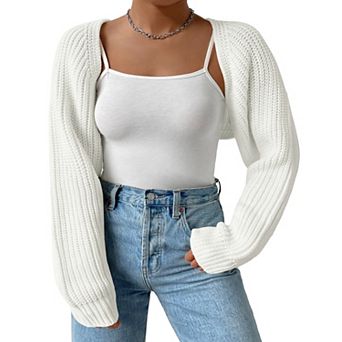 Women's Bolero Long Sleeve Shrug Sweaters Open Front Lightweight Cropped Cardigan Sweaters