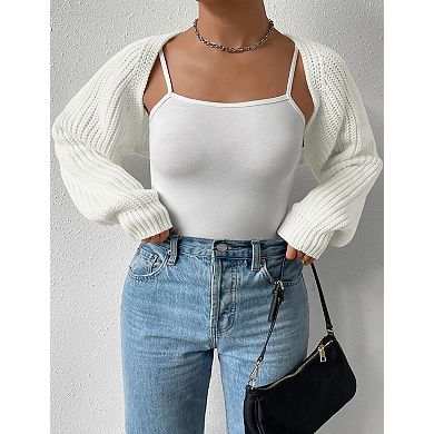 Women's Bolero Long Sleeve Shrug Sweaters Open Front Lightweight Cropped Cardigan Sweaters