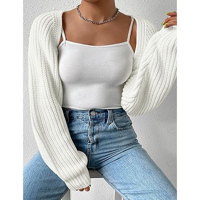 Women's Bolero Long Sleeve Shrug Sweaters Open Front Lightweight Cropped Cardigan Sweaters