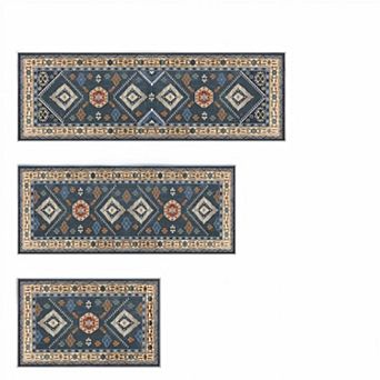 Home Accents 3 pc Kitchen Rug Set with Runner Non-Slip Washable Vintage
