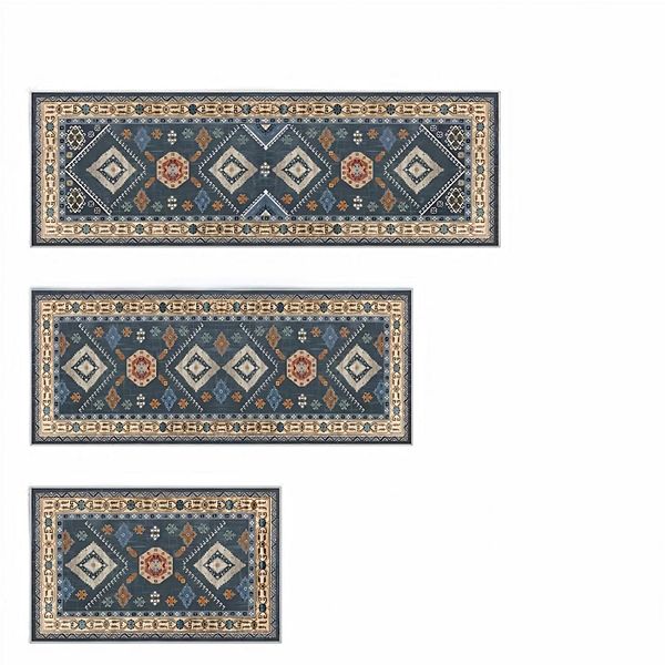 Home Accents 3-Piece Kitchen Rug Set with Runner Non-Slip Washable Vintage