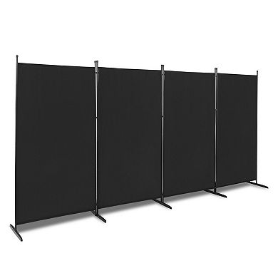 6FT 4-Fold Polyester Fabric Foldable Screen with Carbon Steel Frame