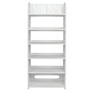 Wood Plastic Board Six-Tier Carved Shoe Rack