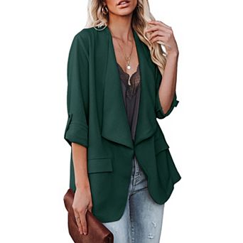Women's Long Sleeve Casual Blazer Jacket Open Front Work Blazer with Pockets