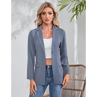 Womens Casual Blazer Long Sleeve Open Front Lapel Lightweight Pocketed Office Suit Jackets