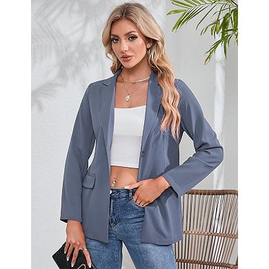 Womens Casual Blazer Long Sleeve Open Front Lapel Lightweight Pocketed Office Suit Jackets