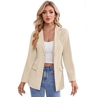 Womens Casual Blazer Long Sleeve Open Front Lapel Lightweight Pocketed Office Suit Jackets