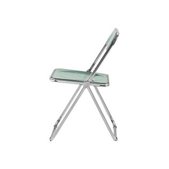 BONAUGURE Blue-green Acrylic Folding Chair with Chrome Frame