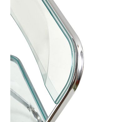 BONAUGURE Blue-green Acrylic Folding Chair with Chrome Frame