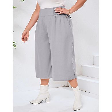 Women's Plus Size Wide Leg Loose Pant Open Bottom Pants with Pockets