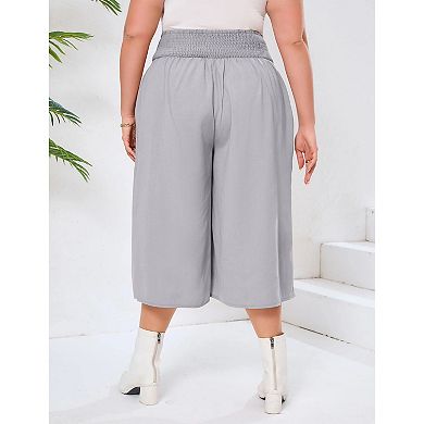 Women's Plus Size Wide Leg Loose Pant Open Bottom Pants with Pockets