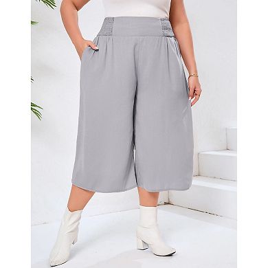 Women's Plus Size Wide Leg Loose Pant Open Bottom Pants with Pockets