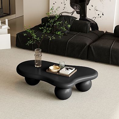 TEINIE 40" Cloud Shaped Coffee Table Black with Ball Legs