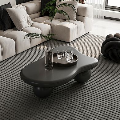 TEINIE 40" Cloud Shaped Coffee Table Black with Ball Legs